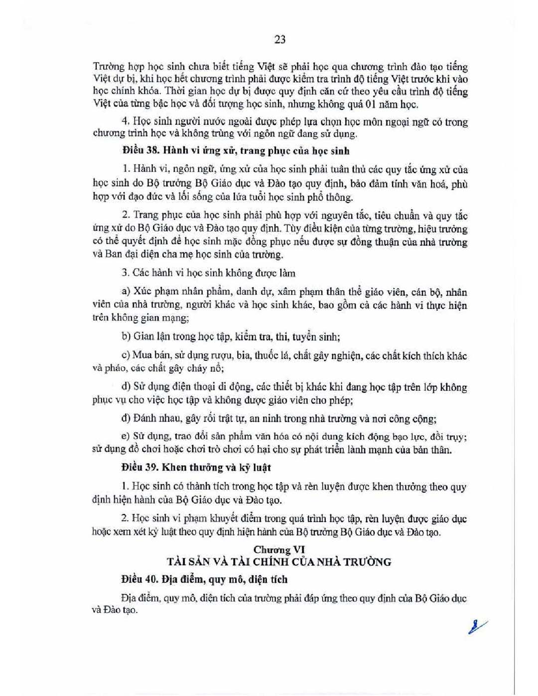 thong tu ban hanh dieu le truong 25