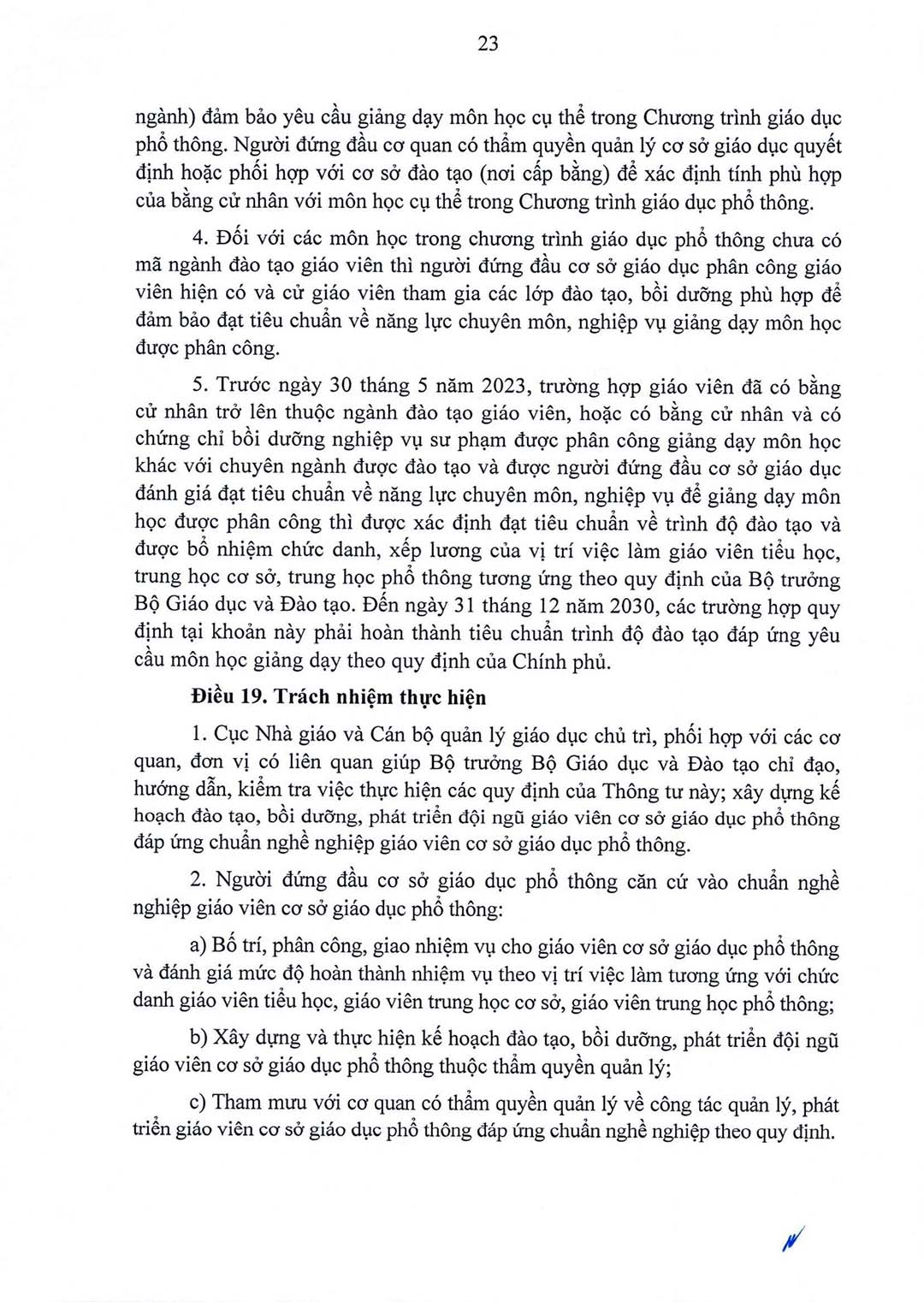 thong tu quy dinh chuan nghe nghiep giao vien co so 23