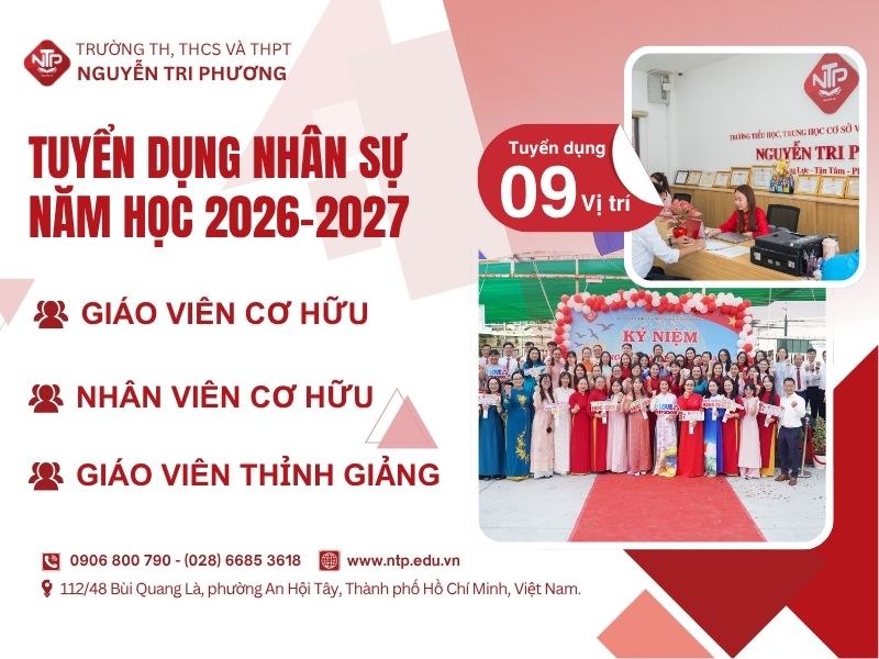 Thông báo tuyển dụng nhân sự năm học 2026 - 2027