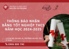 Thông báo nhận bằng tôt nghiệp THCS năm học 2024-2025